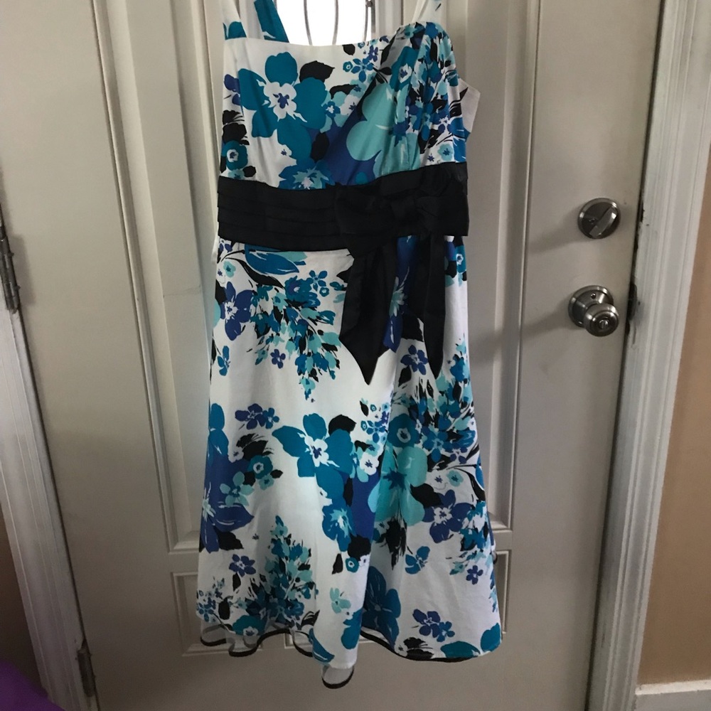 Blue and white dress